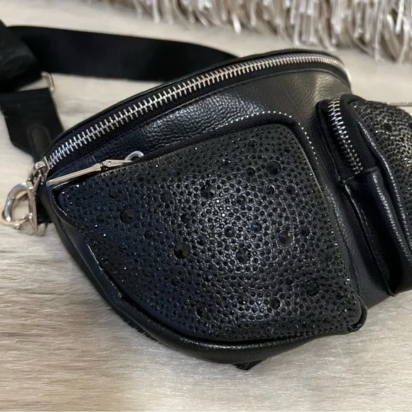MADDEN NYC Womens Embellished Multi Pocket Fannypack Crossbody Vegan Belt Bag - Picture 4 of 15